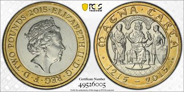 2015 £2 S-K36A Magna Carta AU58