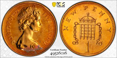 1972 1p S-B1 New Penny PR64RD