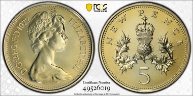 1972 5p S-D1 New Pence PR68