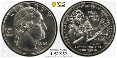 2024-S 25C Hon. Patsy Takemoto Mink First Strike MS66