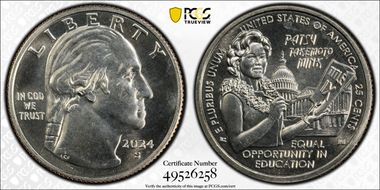 2024-S 25C Hon. Patsy Takemoto Mink First Strike MS67