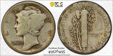 1916-D 10C VG8