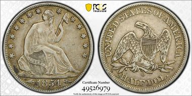 1854-O 50C WB-10 Arrows "Bigfoot N" XF40