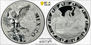 (2016)-Mo Medal "Mexican Elements" Ag 1oz Later Type PR70DCAM