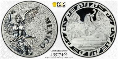 (2016)-Mo Medal "Mexican Elements" Ag 1oz Later Type PR70DCAM