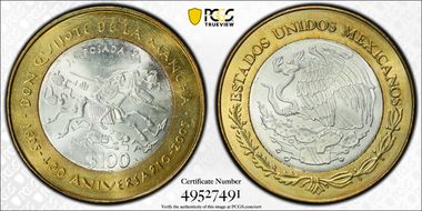 2005-Mo 100 P 400th Ann Don Quijote KM-705  Ag / AlBr MS65
