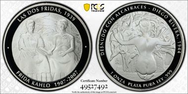 2007-Mo Medal Frida K. and Diego R. 1oz Ag PR70DCAM