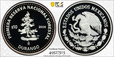 2006-Mo 10 Peso Durango KM-786  Ag PR69DCAM