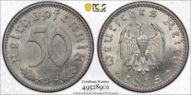 1935-D 50 Pfg J-368 MS64