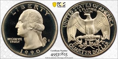 1990-S 25C PR69DCAM