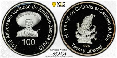 2019 Medal Emiliano Zapata 100 Yrs. Ag PR68DCAM
