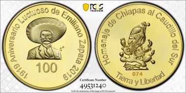 2019 Medal Emiliano Zapata 100 Yrs. Brass PR67DCAM