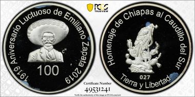 2019 Medal Emiliano Zapata 100 Yrs. Ag PR66DCAM