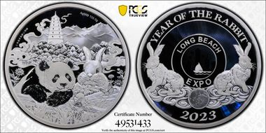 2023 Medal Long Beach Expo 5oz Ag Year of the Rabbit Thomas S. Cleveland PR69DCAM