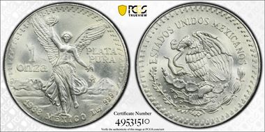 1988-Mo Onza Libertad Ag MS67