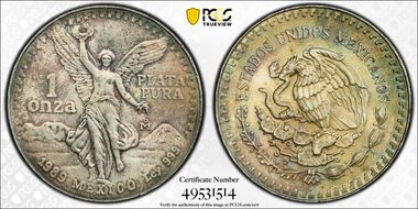 1989-Mo Onza Libertad Ag w/o Dot before 999 N1