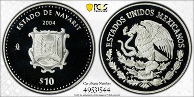 2004-Mo 10 Peso Nayarit KM-743  Ag PR69DCAM