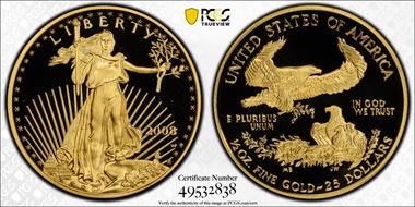 2008-W $25 Gold Eagle PR70DCAM