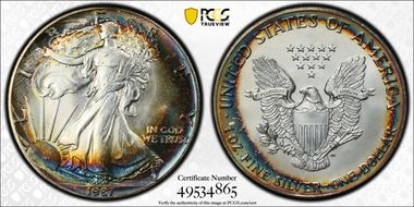 1987 $1 Silver Eagle MS68