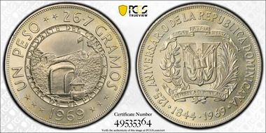 1969 Peso 125th Anniv Republic MS66