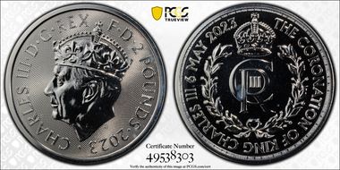 2023 £2 Coronation of Charles III Ag Royal Cypher MS66