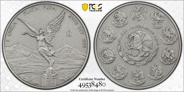 2018-Mo Onza Libertad Ag - Antiqued SP70