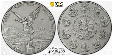 2018-Mo Onza Libertad Ag - Antiqued SP70