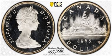 1965 S$1 Type 4 Lg Beads, Pt 5 Ag PL66DCAM