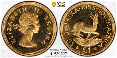 1953 £1 PR65CAM