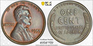 1955 1C Doubled Die Obverse N1BN