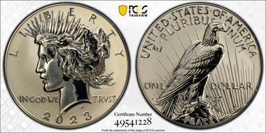 2023-S $1 Peace Dollar Rev PR Two-Coin Reverse Proof Set First Strike PR69