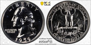 1959 25C FS-102, Doubled Die Obverse PR67