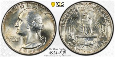 1961-D 25C FS-503, Repunched Mintmark MS65