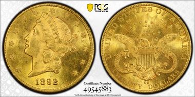 1892-CC $20 MS62