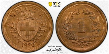 1920 B 1 Rap MS64RB