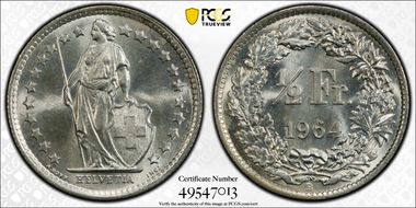 1964 B 1/2 Fr MS66