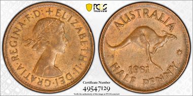 1961 Y. (p) 1/2D AU58BN