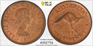 1953 A. (p) 1/2D AU58BN