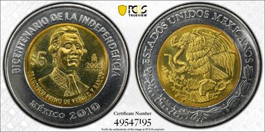 2008-Mo 5 Peso Francisco Primo de Verdad y Ramos w/o Pellets MS68