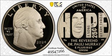 2024-S 25C Rev. Dr. Pauli Murray Silver First Strike PR69DCAM