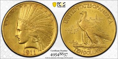 1911 $10 AU50