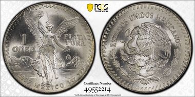 1987-Mo Onza Libertad Ag MS67