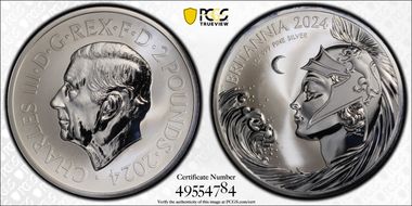 2024 £2 New Britannia 1oz Ag Reverse Proof PR70