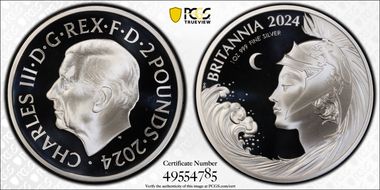 2024 £2 New Britannia 1oz Ag PR69DCAM