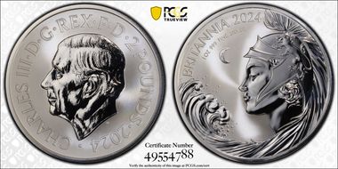 2024 £2 New Britannia 1oz Ag Reverse Proof PR69