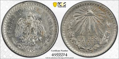 1923-M Peso KM-455  Ag AU50