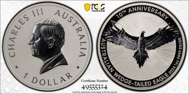 2024-P125 $1 Wedge-Tailed Eagle  10th Anniversary First Strike MS70