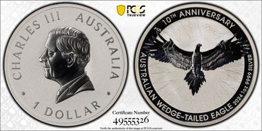 2024-P125 $1 Wedge-Tailed Eagle  10th Anniversary First Strike MS70