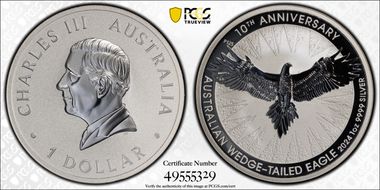 2024-P125 $1 Wedge-Tailed Eagle  10th Anniversary First Strike MS70