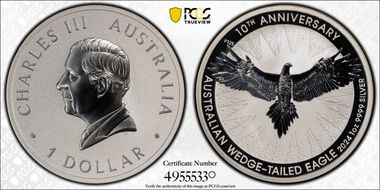 2024-P125 $1 Wedge-Tailed Eagle  10th Anniversary First Strike MS70